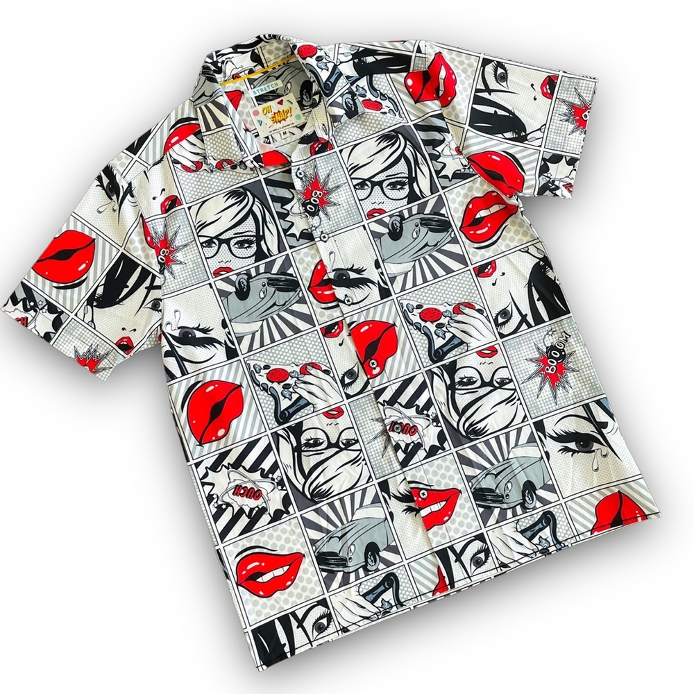 Comic Button Down White Oh Snap Shirt - image 1